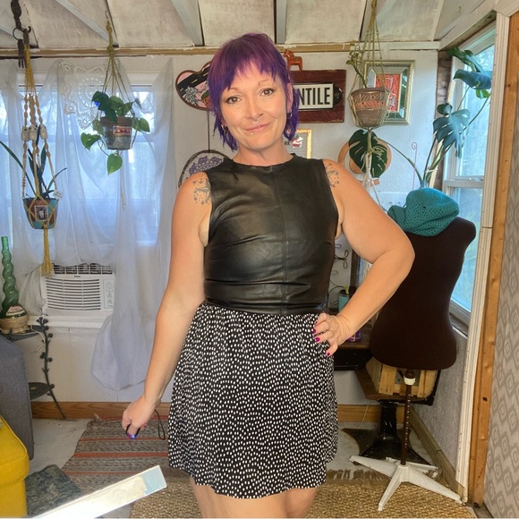 Zara Dresses & Skirts - Zara Adorable Black & White Polkadot Dress Large silver Zipper detail Size Small